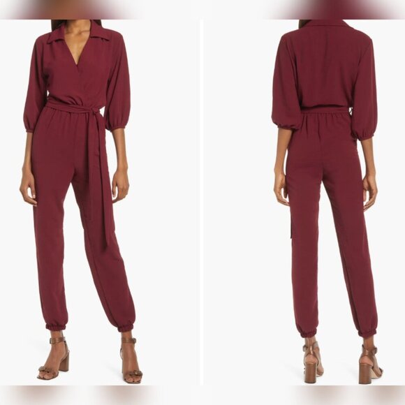 Tie Waist Long Sleeve Jumpsuit - Picture 1 of 2